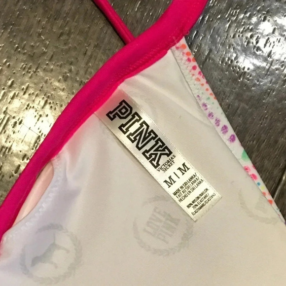 Victorias Secret PINK Multicolor Dot Design Triangle Bikini Top Size Medium - Picture 4 of 5